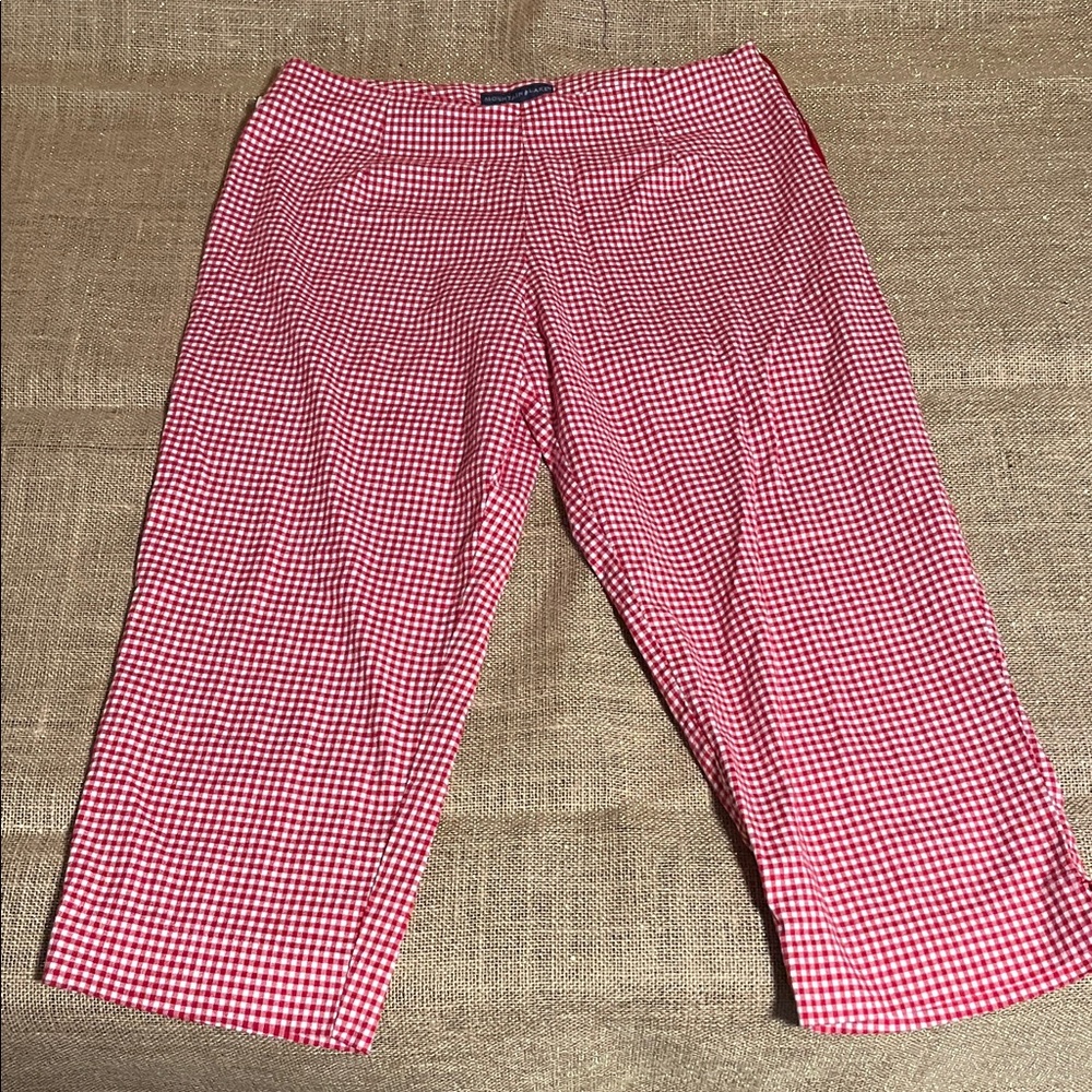 Mountain Lake Red and White Checkered Capris Gingham